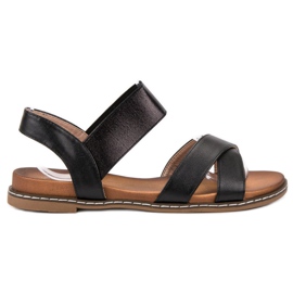 Mannika Crne sandale s gumicom crna