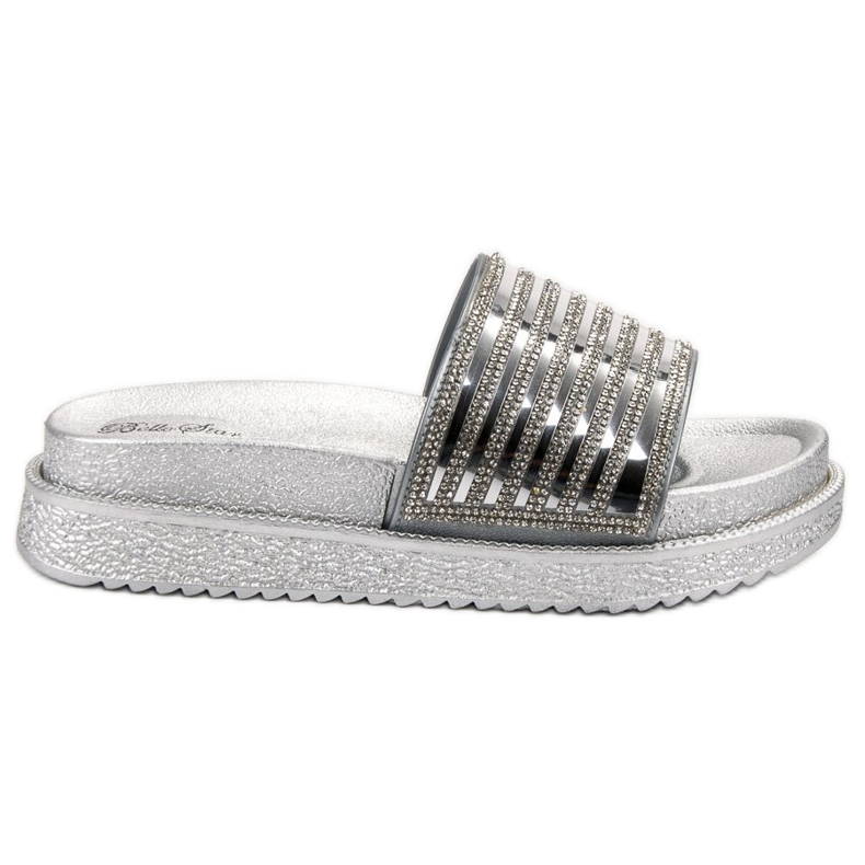 Bello Star Papuče s kristalima siva