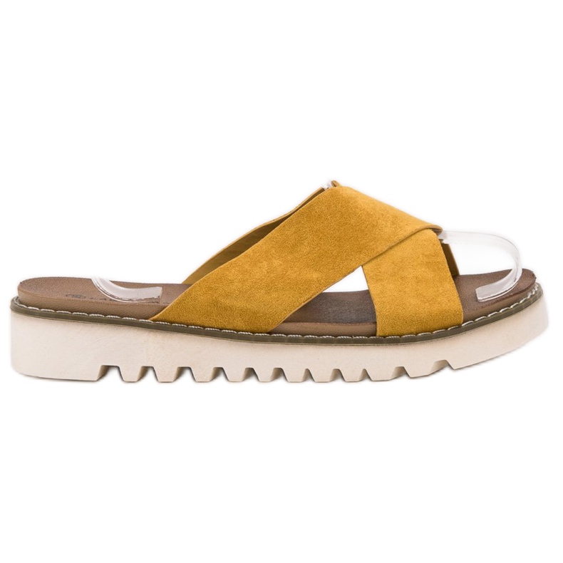 Laura Mode Senf papuče od antilopa žuta boja