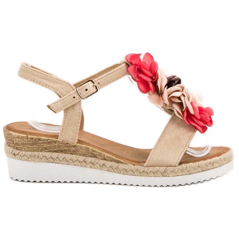 SHELOVET Sandale od antilopa s cvijećem smeđa