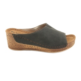 Ženske papuče klin Inblu NG002 crno smeđe višebojan