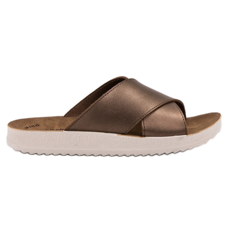 SHELOVET Eko kožne papuče smeđa