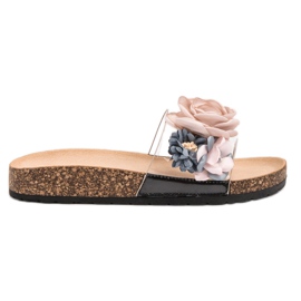 Super Me Papuče s cvijećem smeđa višebojan