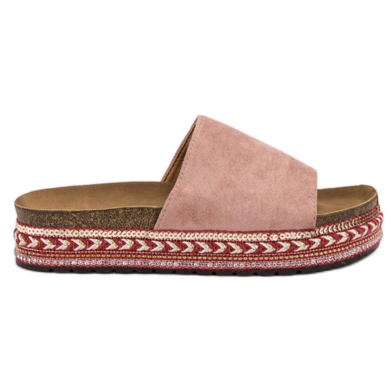 Jumex Ukrašene papuče na platformi ružičasta