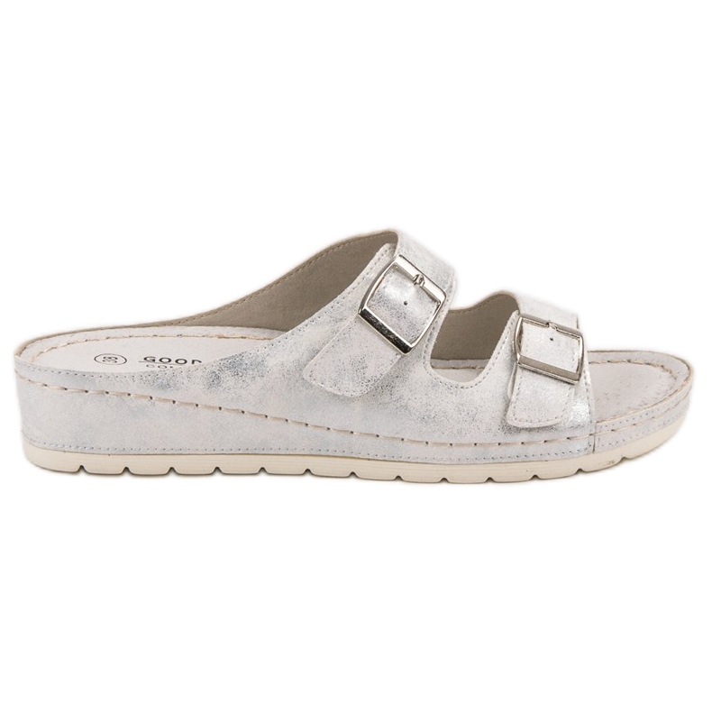 Goodin Papuče s kopčom bijela siva