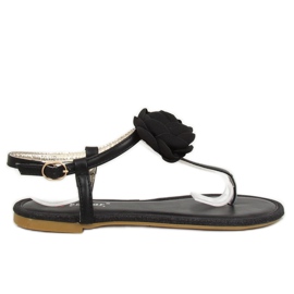 Crne sandale s cvijetom T314P Black crna