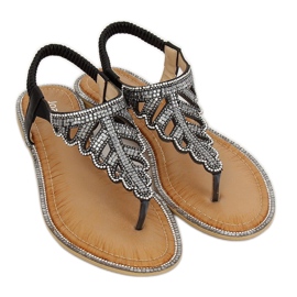 Crne japanke s kamenjem ZY172 Crna