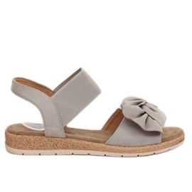 Sive ženske sandale s mašnom F3055 Siva