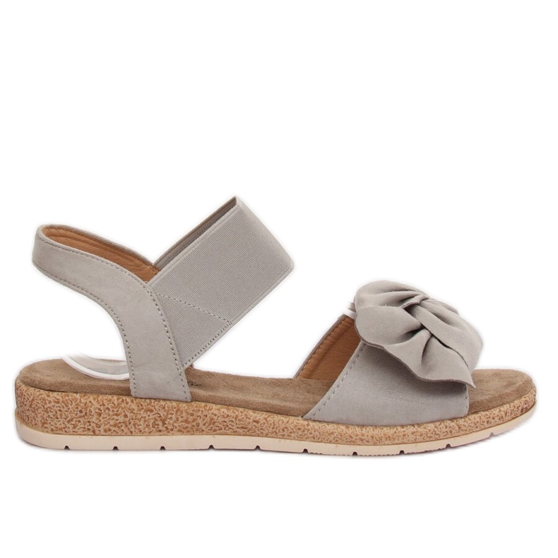 Sive ženske sandale s mašnom F3055 Siva