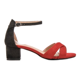 Best Shoes Elegantne sandale s visokim potpeticama crna crvena