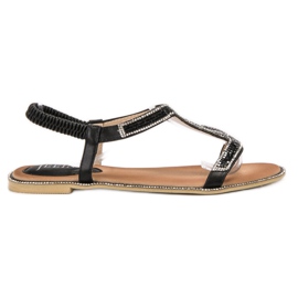 SHELOVET Ukrašene sandale s gumicom crna