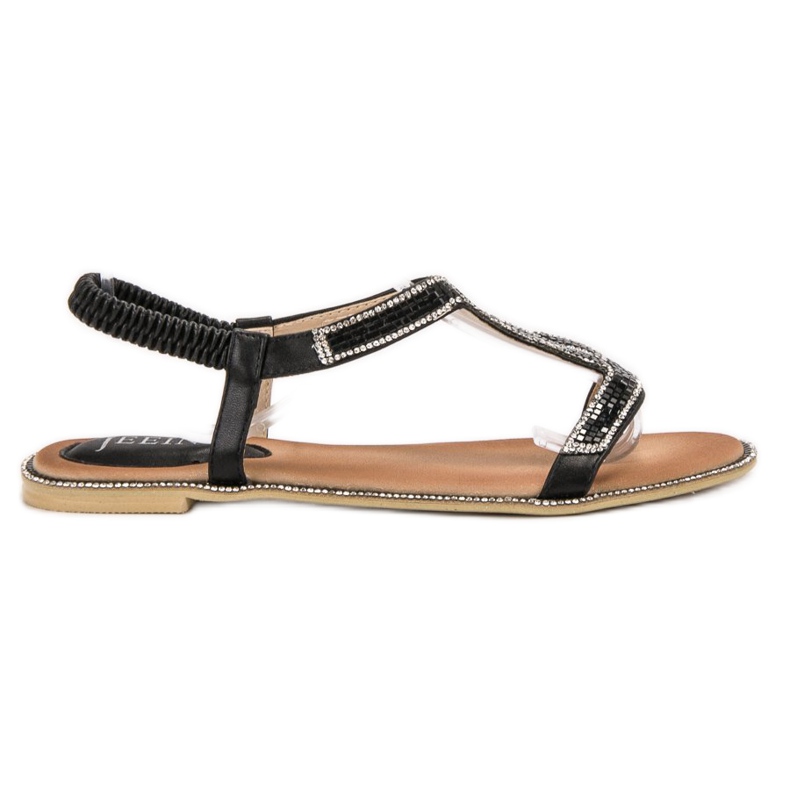 SHELOVET Ukrašene sandale s gumicom crno