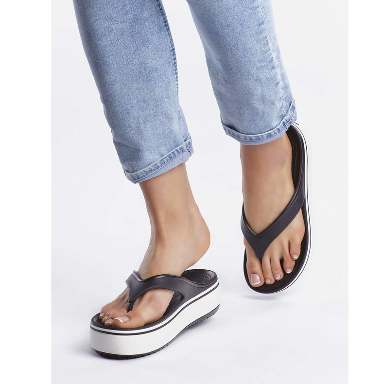 Crocs Crocband platforma Flip 066 crna bijela raznobojna