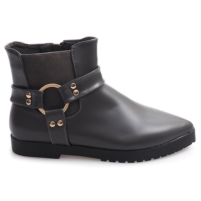 Tople elegantne čizme sa kopčom HW14 Siva