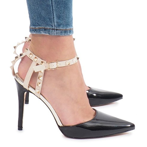 Crne lakirane štikle s Behati vijcima crno raznobojna žuta boja