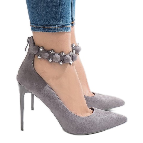 Sive sandale na visoke potpetice LE033P siva