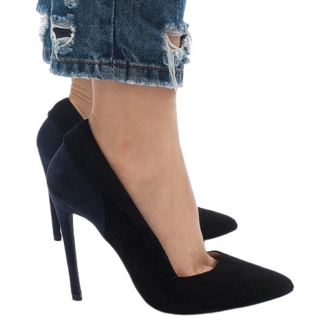 Crne klasične štikle od antilopa 95299-35 crno