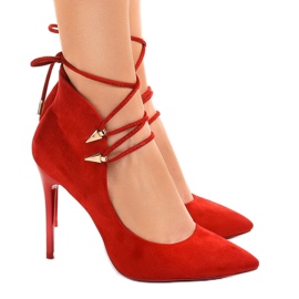 Crvene pumpe na vezanom zatiču 6251-P crvena