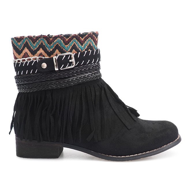 Tople čizme Boho Fringes LL51 Crna crno
