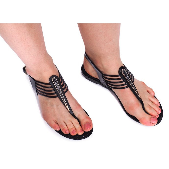 Meliski sandale s Cyrkoniami 001-356 crne crno