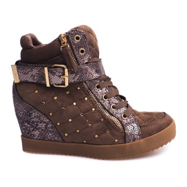 Tenisice na klin 6227-Y kaki višebojan zelena