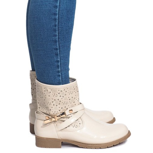 Ažurne čizme lakirane galoše ZH650 bež