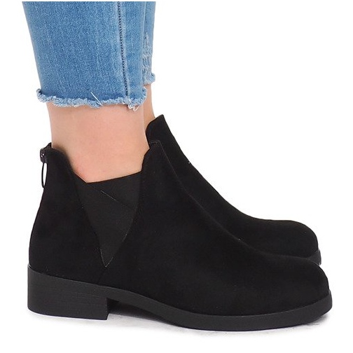 Čizme od antilopa s elastičnom trakom 8203Y Crna crno