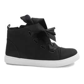 Čizme od antilopa s mašnicama TL0148-4 Crna