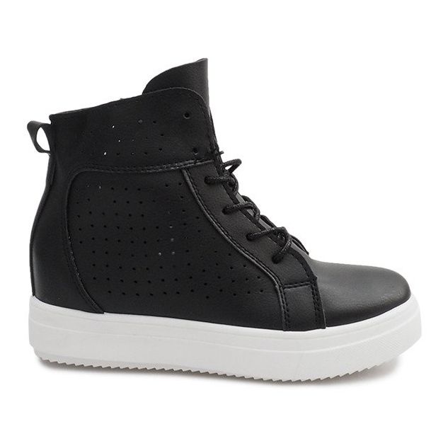 Ažurne tenisice na klin NB53P crne crno