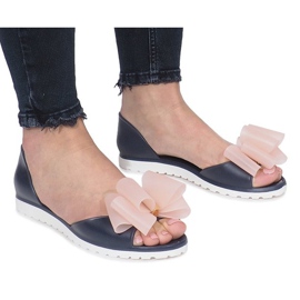 Tamnoplave sandale Meliski Flower City tamnoplava ružičasta