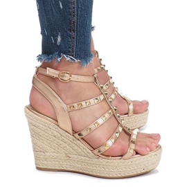 Sandale na klin šampanjac Espadrile raspoloženja zlatna