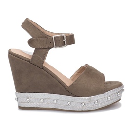 Putne zelene sandale na klin višebojan zelena