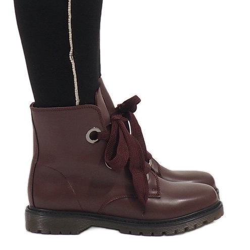 Kayla Shoes Bordo čizme na čipku PF276 crvena