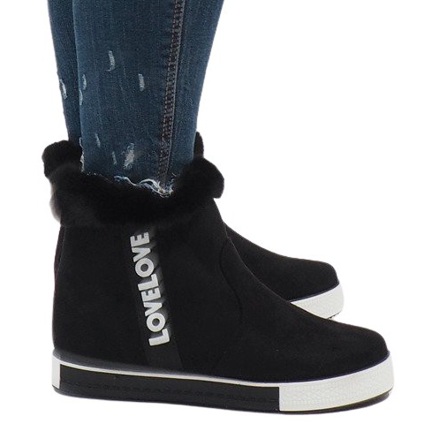 Crne čizme od antilopa obložene krznom NB252P-1 crno