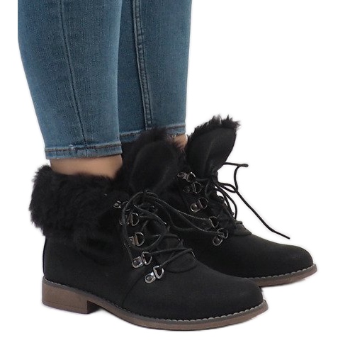 Crne, izolirane krznene čizme B9816-KB crno