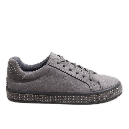 Sive tenisice na vezanje BS098 siva