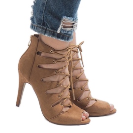 Deve otvorene čizme na visoku petu 9095-83A smeđa