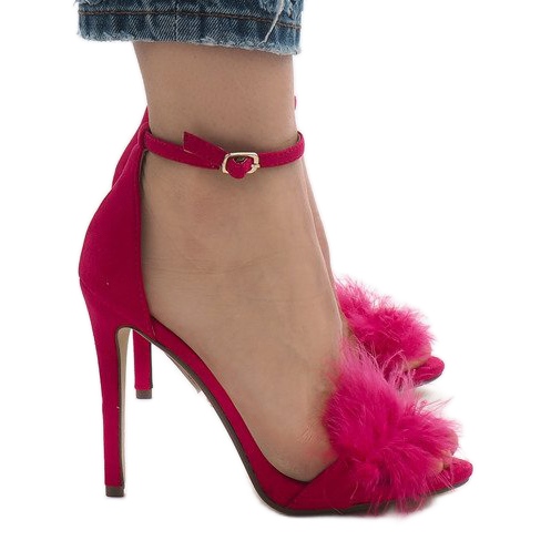 Ružičaste sandale na visoku petu od antilopa NF-19P ružičasta