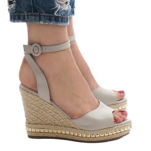 Sandale na sivi klin 2084-5 siva