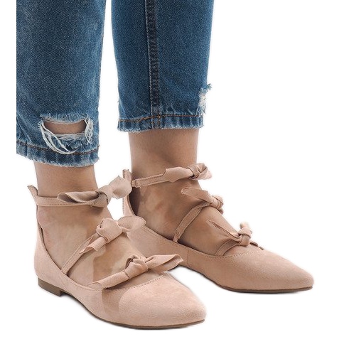 Ružičaste balerinke na vezanje s mašnicama G-47 ružičasta