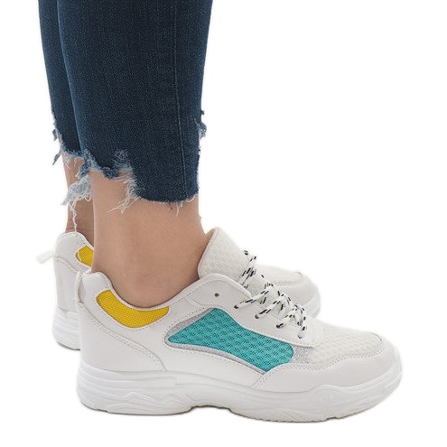 Modne raznobojne sportske cipele YM-31 L.GREEN bijela zelena