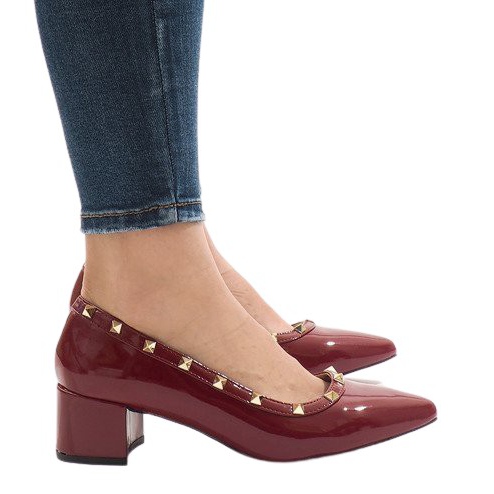 Bordo lakirane pumpe na stupu X-70 crvena raznobojna