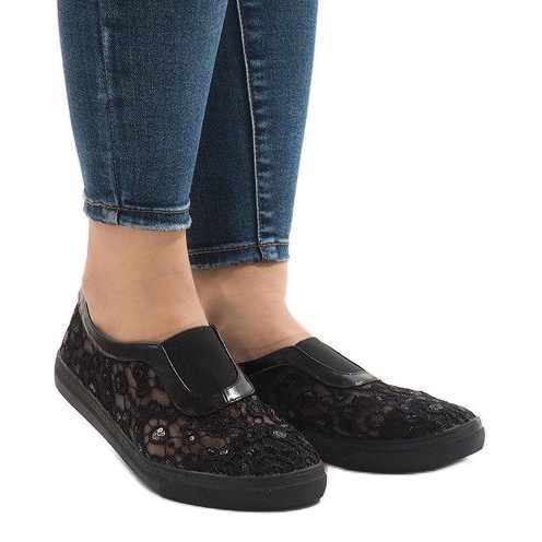 HC232 tenisice od crne čipke crno