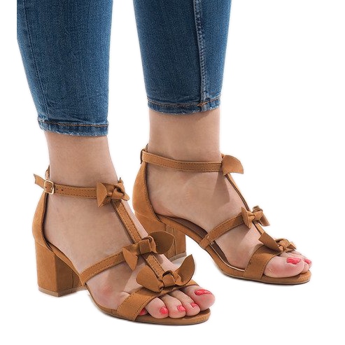 Deve sandale s visokim potpeticama EL-107 smeđa