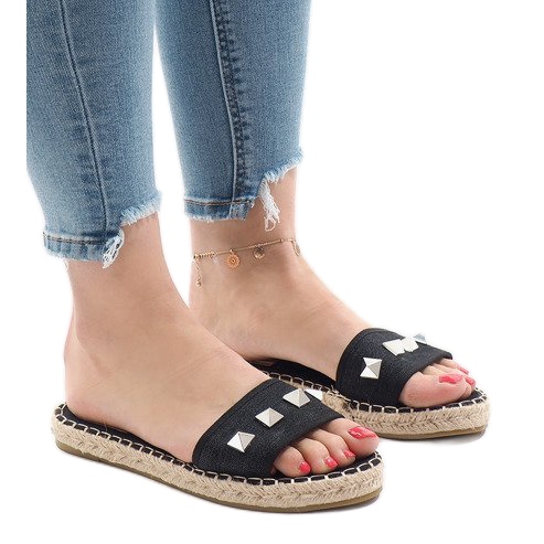 Crne traperice papuče 7087 klinova crno