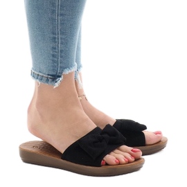 Crne papuče s mašnom 6376-1 crna