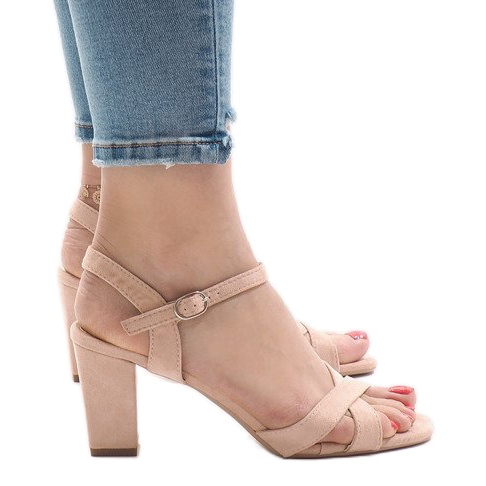 Ružičaste sandale na visoku petu FH39002 ružičasta