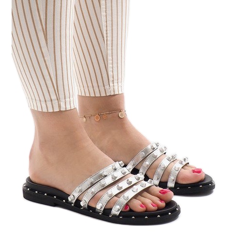 Srebrne papuče s klinovima LK-2802 siva