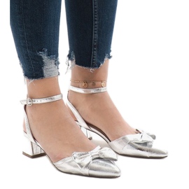 Srebrne sandale na visoku petu 1702-2 siva