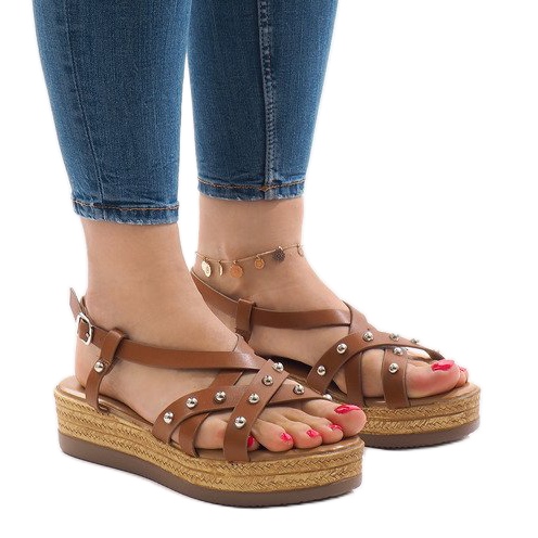 Camel espadrilles sandale na platformi 314-2B smeđa